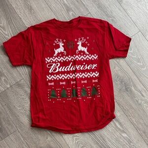 Budweiser Festive Red Tee with Reindeer